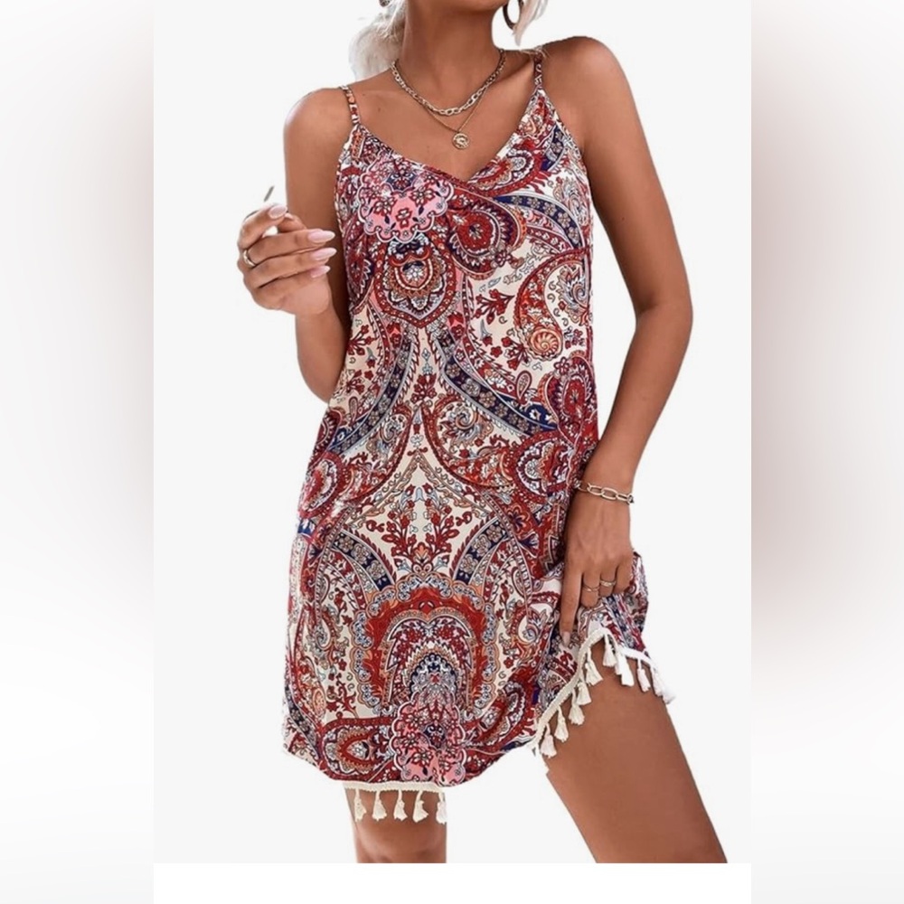 Boho summer dress paisley print size L